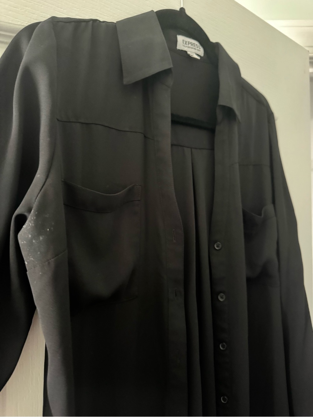 Express Black Long-Sleeve Button-Up Shirt - Picture 2 of 3
